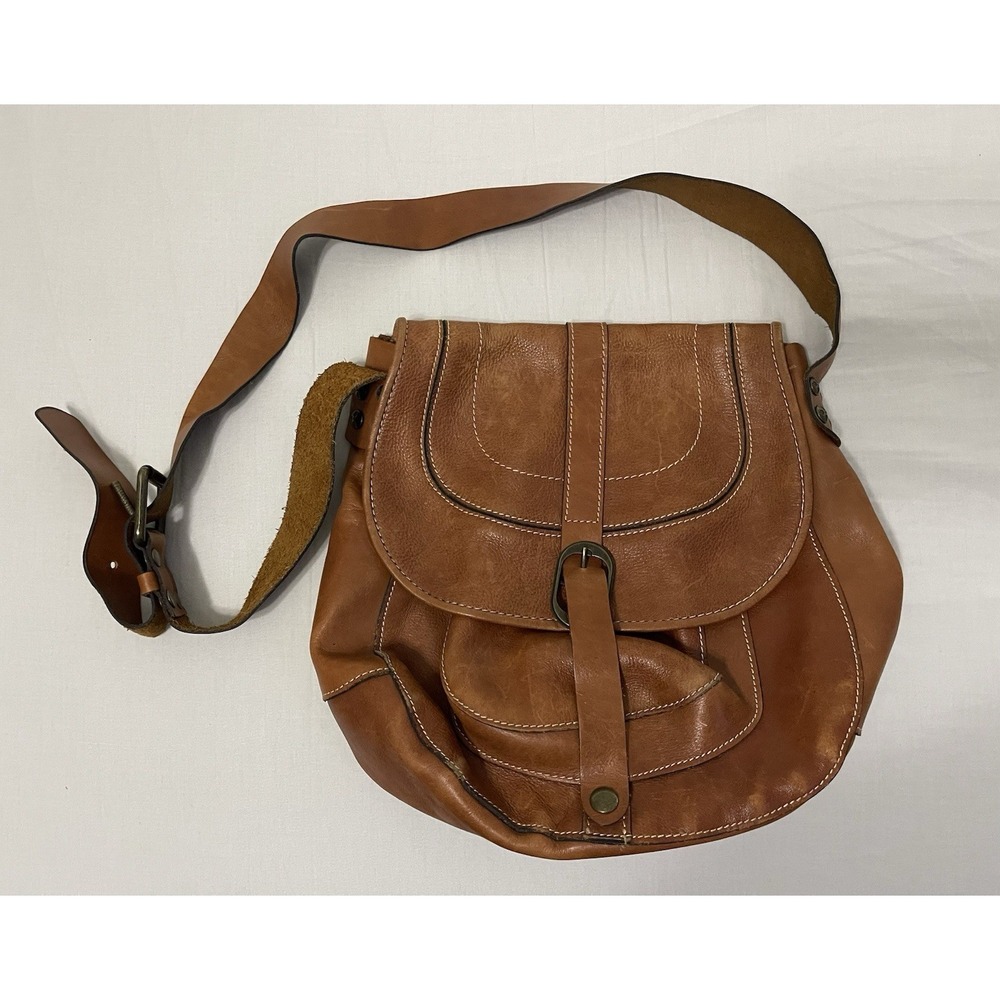 Patricia Nash Barcelona Saddle Bag Purse British Tan Leather‎ Crossbody